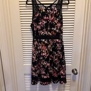 Material Girl Black and Pink Floral Mini Dress